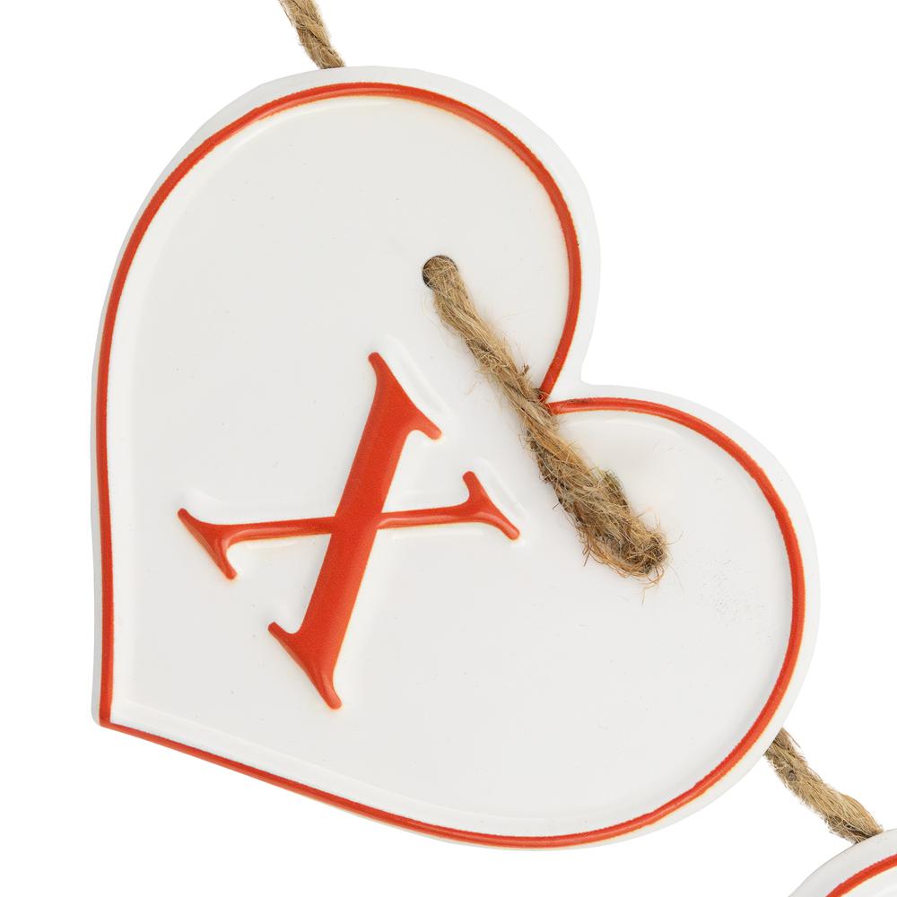 Hearts "XOXO" Valentine's Day Metal Banner - 32" - White and Red. Picture 5
