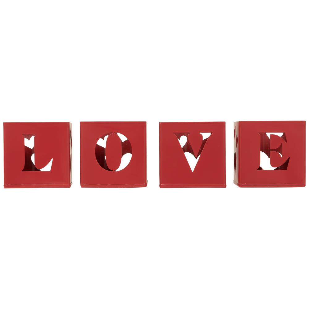 Love Blocks Valentine's Day Metal Votive Candle Holders - 2.75" - Set of 4. Picture 2