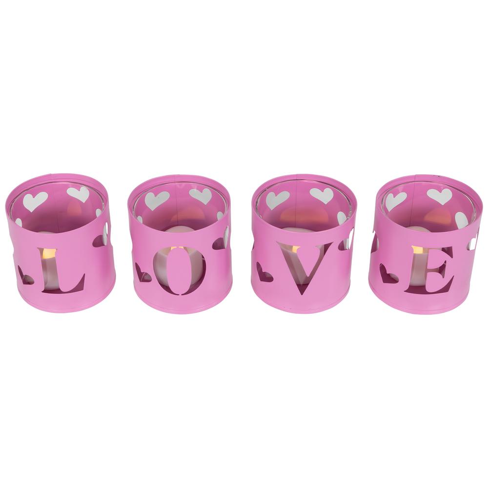 Love Valentine's Day Metal Votive Candle Holders - 2.75" - Set of 4. Picture 5