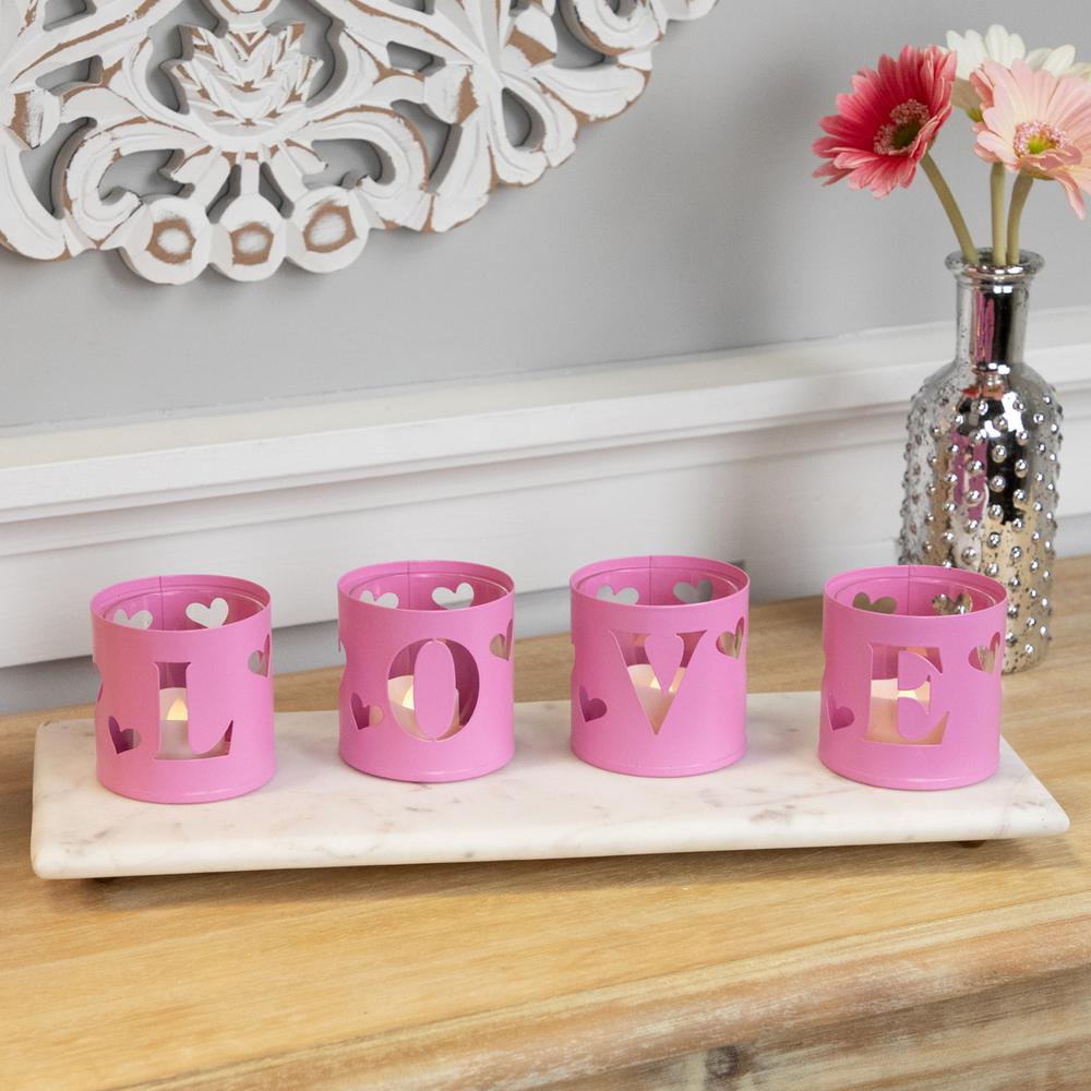 Love Valentine's Day Metal Votive Candle Holders - 2.75" - Set of 4. Picture 3