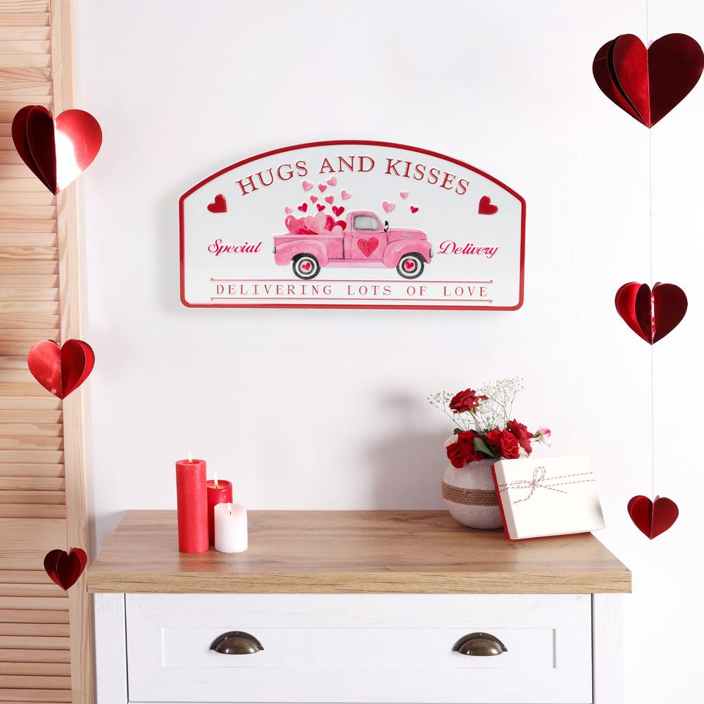 Hugs and Kisses Valentine's Day Wall Sign - 18". Picture 1