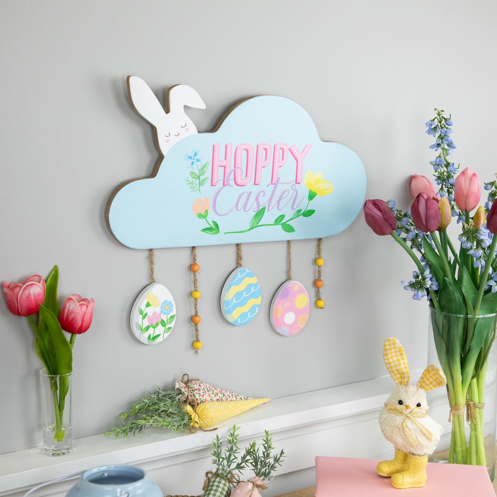 Hoppy Easter Wooden Wall Sign with Bunny and Eggs - 15.75". Picture 6