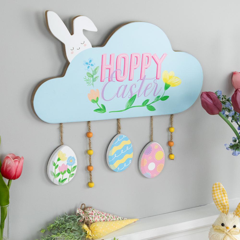 Hoppy Easter Wooden Wall Sign with Bunny and Eggs - 15.75". Picture 2