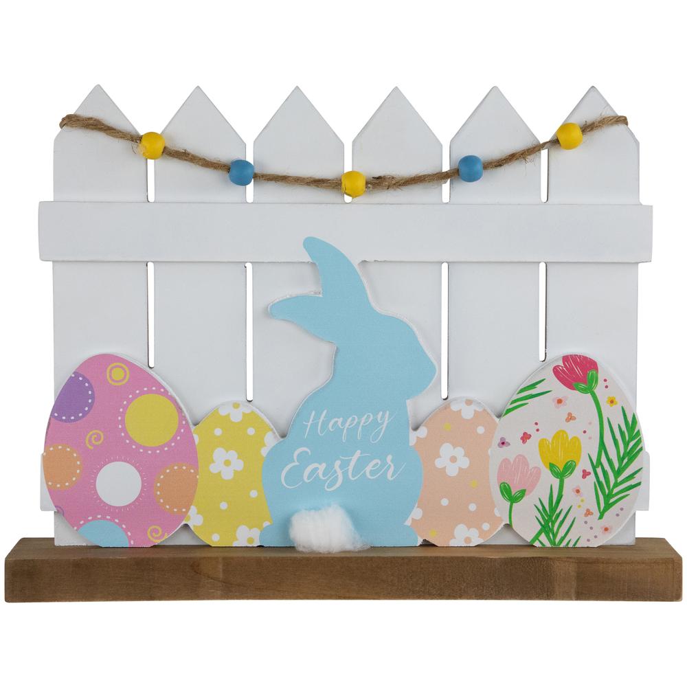 Happy Easter Bunny with Picket Fence Decoration - 11.75". Picture 1