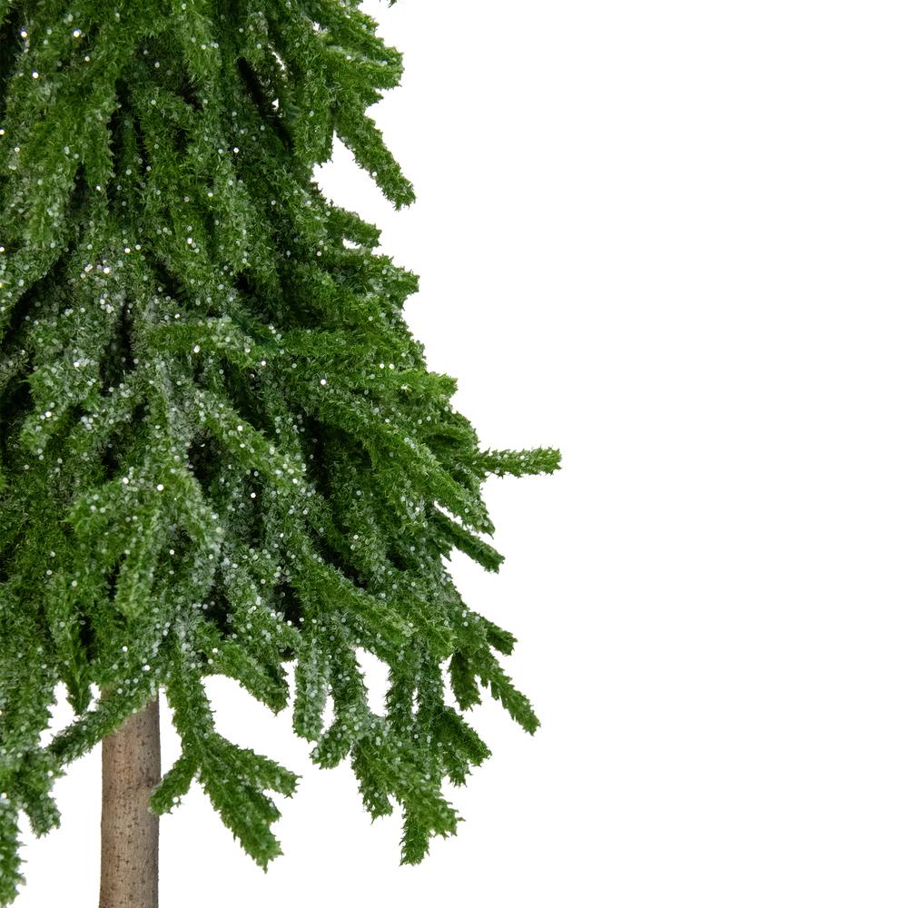 25.5-Inch Downswept Iced Artificial Christmas Tree Wood Base - Unlit. Picture 2