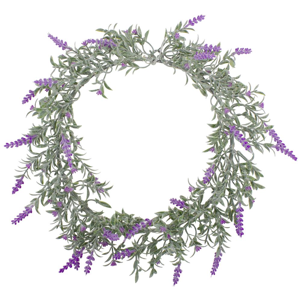 Artificial LED Lighted Pink Lavender Spring Wreath- 16-inch, White Lights. Picture 1
