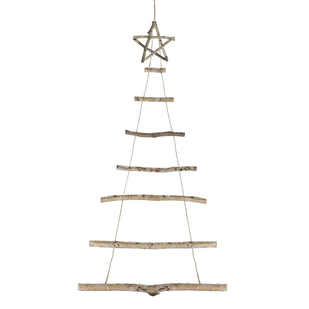 51" Natural Brown Wood Tree with Star Christmas Decoration. Picture 1