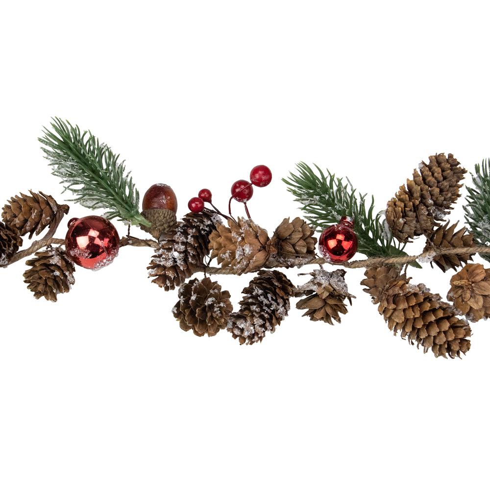 39.5" Pine Cones and Berries Winter Foliage Christmas Twig Garland - Unlit. Picture 3