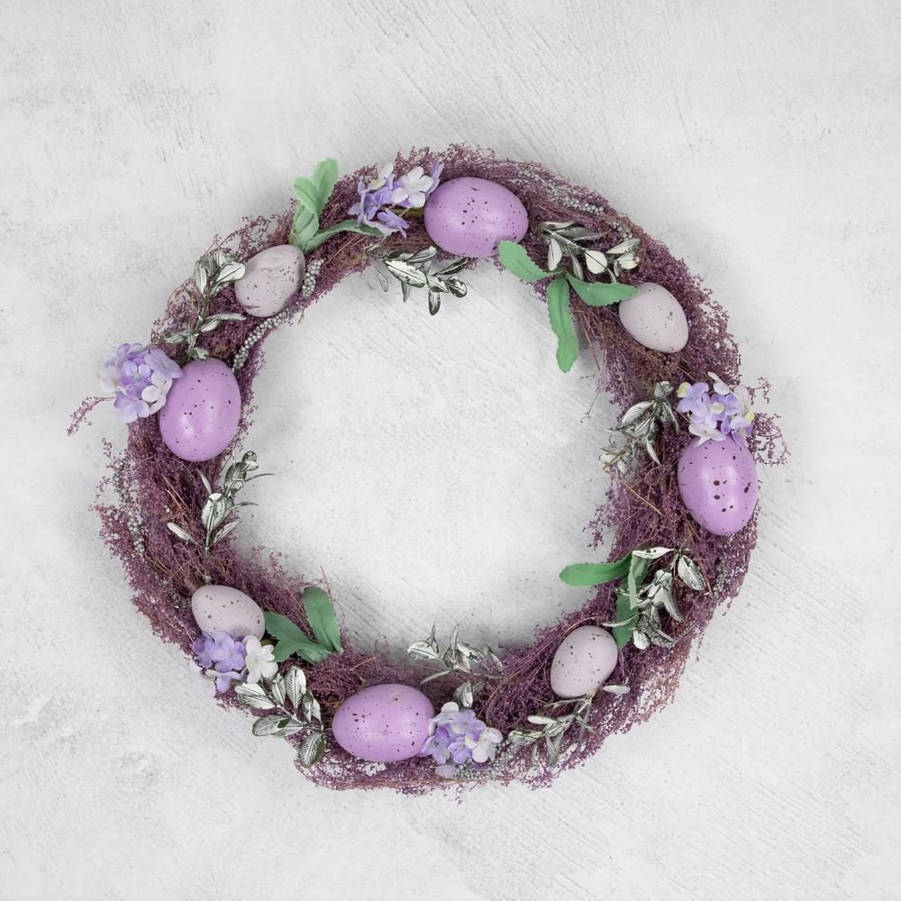 12" Lavender Speckled Egg Easter Twig Wreath. Picture 2