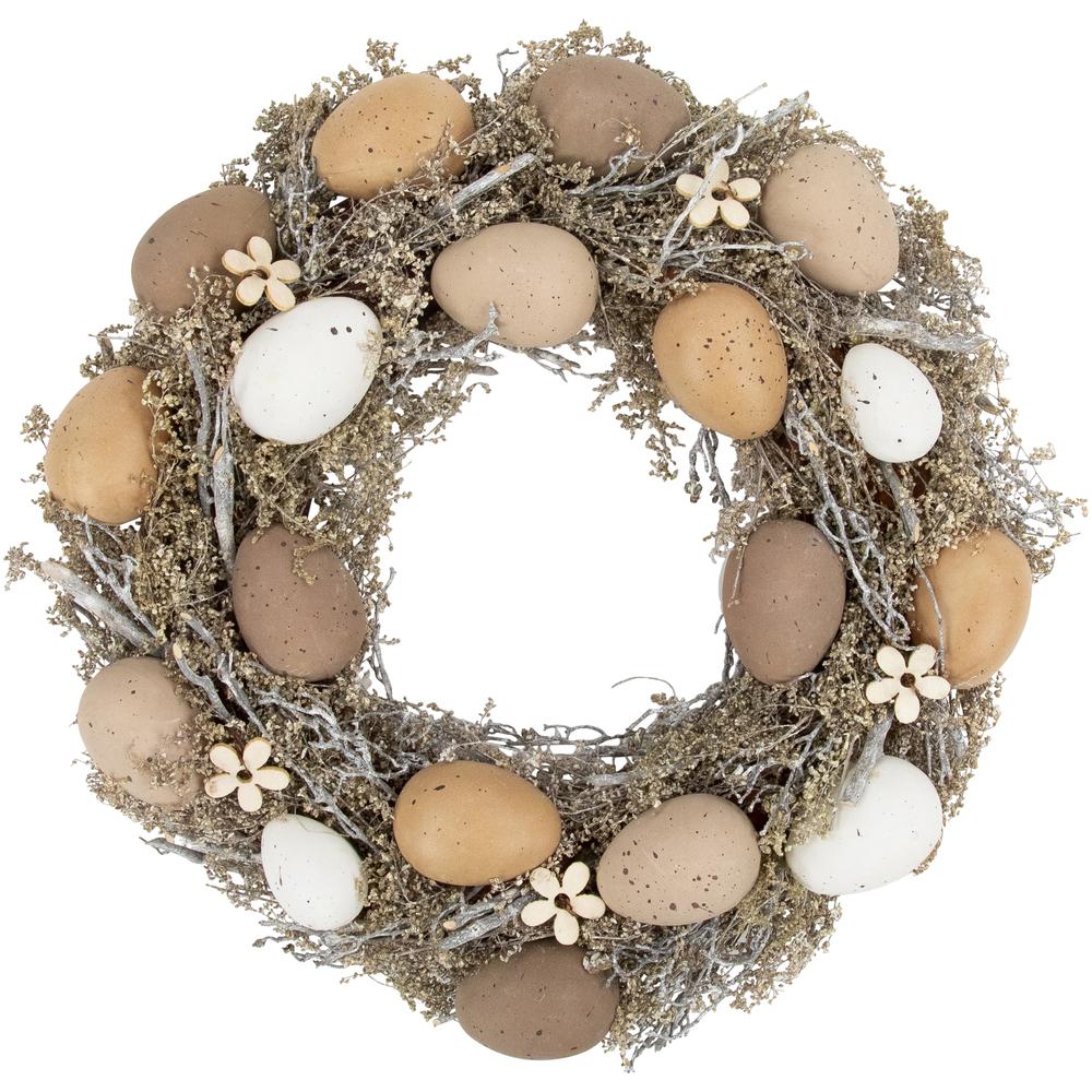 12" Natural Earth Speckled Egg Easter Twig Wreath. Picture 1