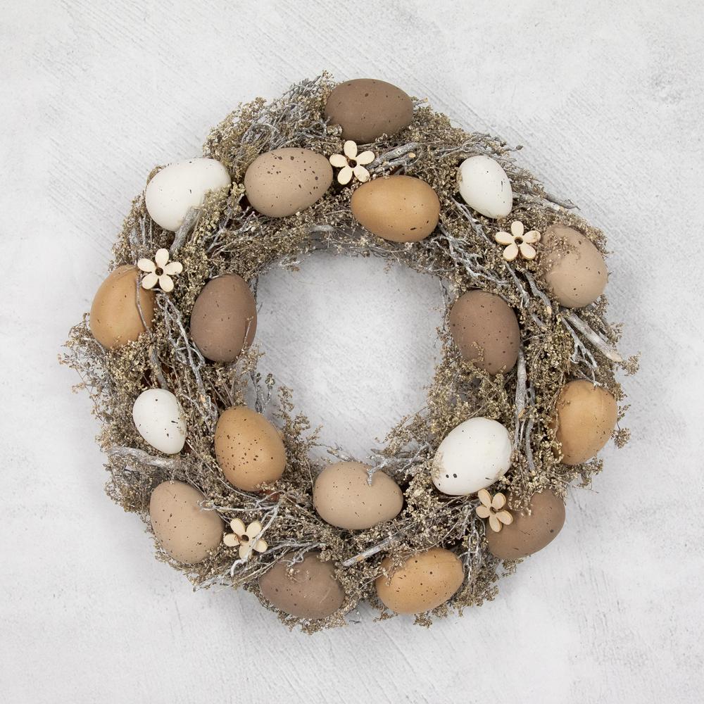 12" Natural Earth Speckled Egg Easter Twig Wreath. Picture 2
