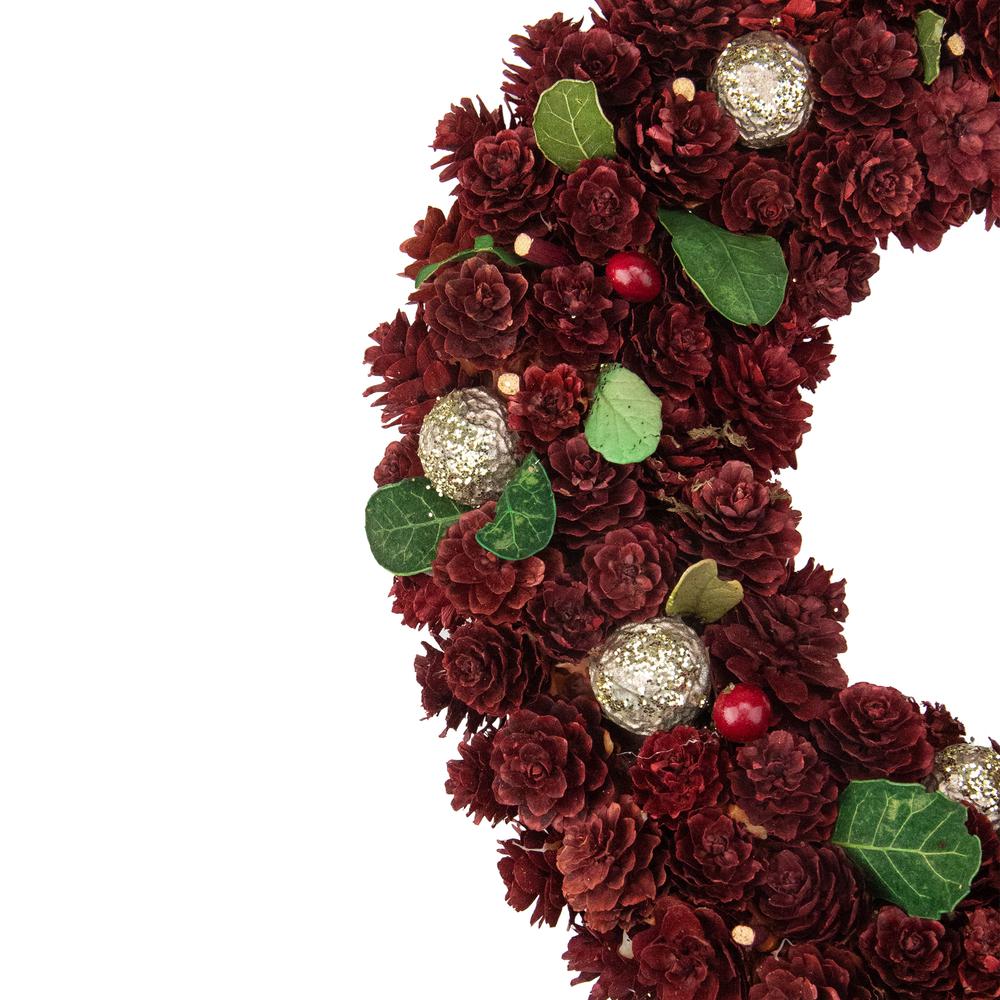 Red Pine Cone and Berry Artificial Christmas Wreath  12-Inch  Unlit. Picture 3