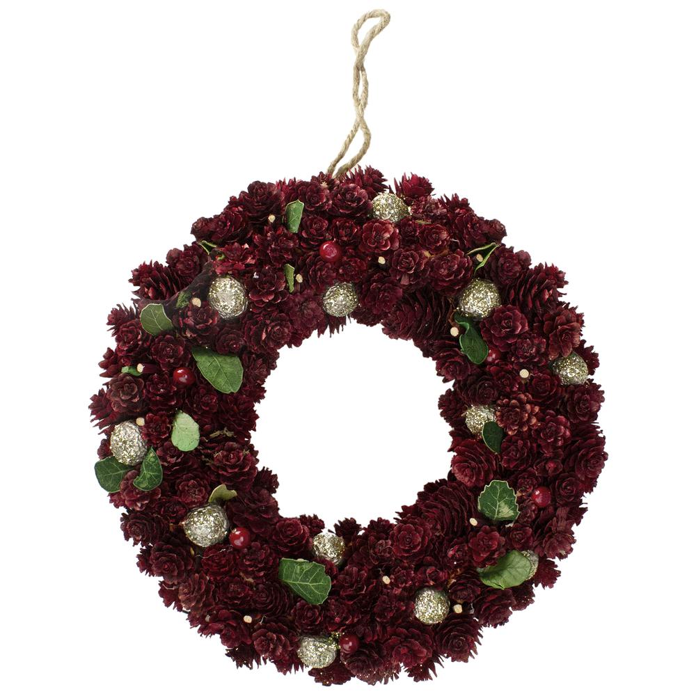 Red Pine Cone and Berry Artificial Christmas Wreath  12-Inch  Unlit. Picture 1