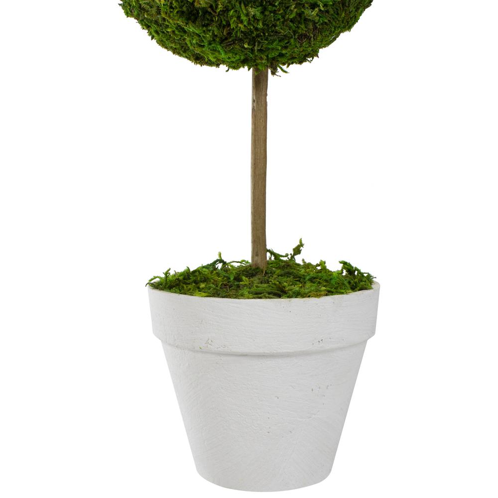 16" Green Reindeer Moss Ball Potted Artificial Spring Topiary Tree. Picture 3