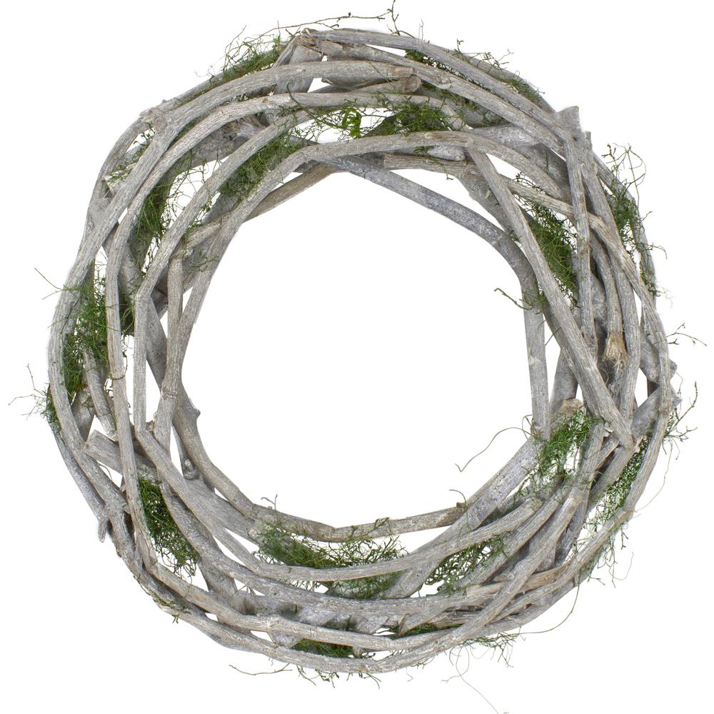 Twig and Moss White Artificial Spring Wreath - 14-Inch  Unlit. Picture 1