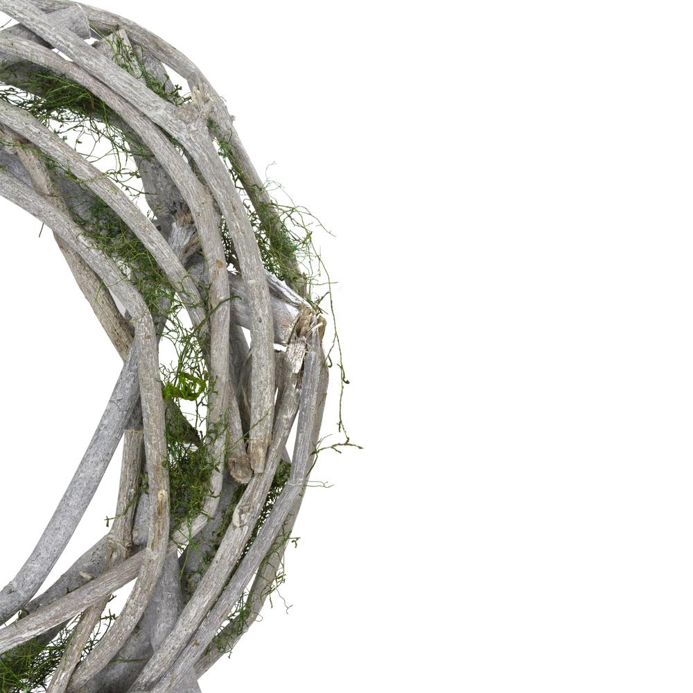 Twig and Moss White Artificial Spring Wreath - 14-Inch  Unlit. Picture 3
