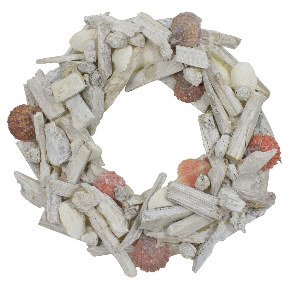Nautical Driftwood and Seashell Artificial Summer Wreath  12.5-Inch. Picture 1