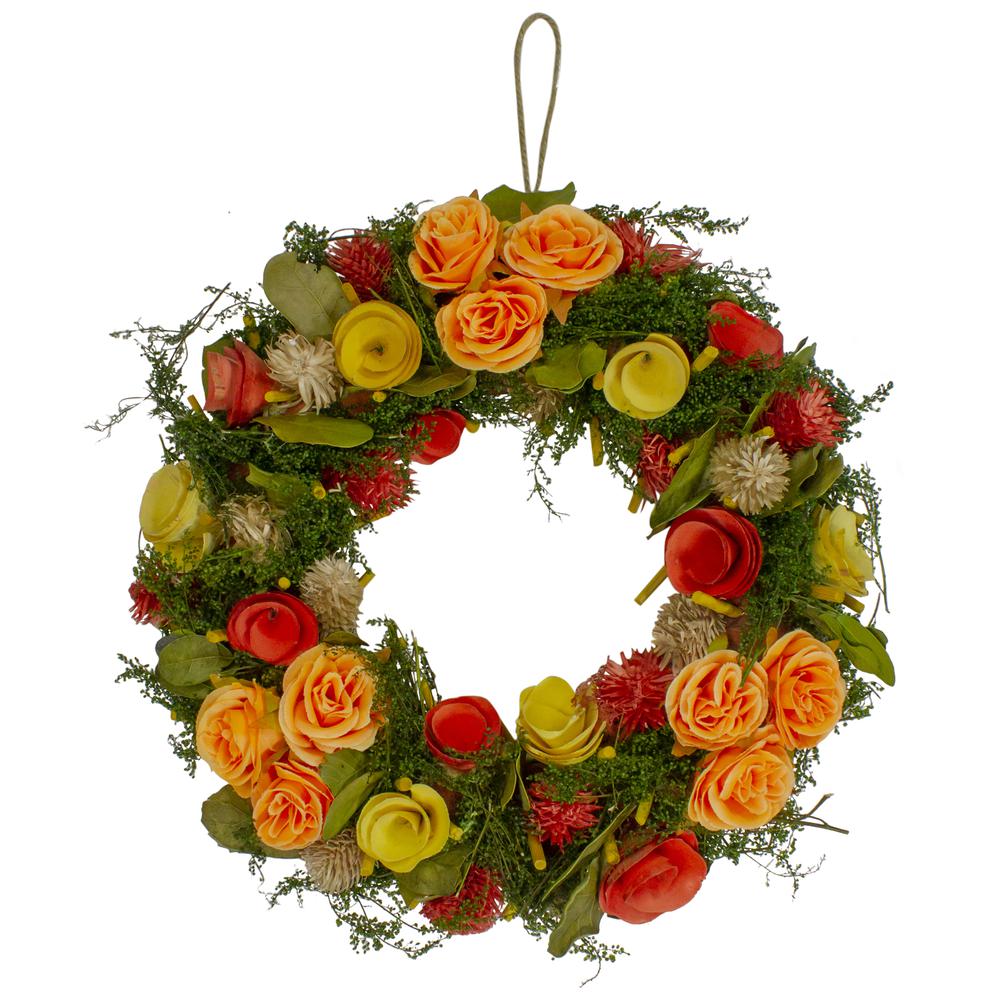Wooden and Dried Floral with Moss and Twigs Spring Wreath  12-inch. Picture 1