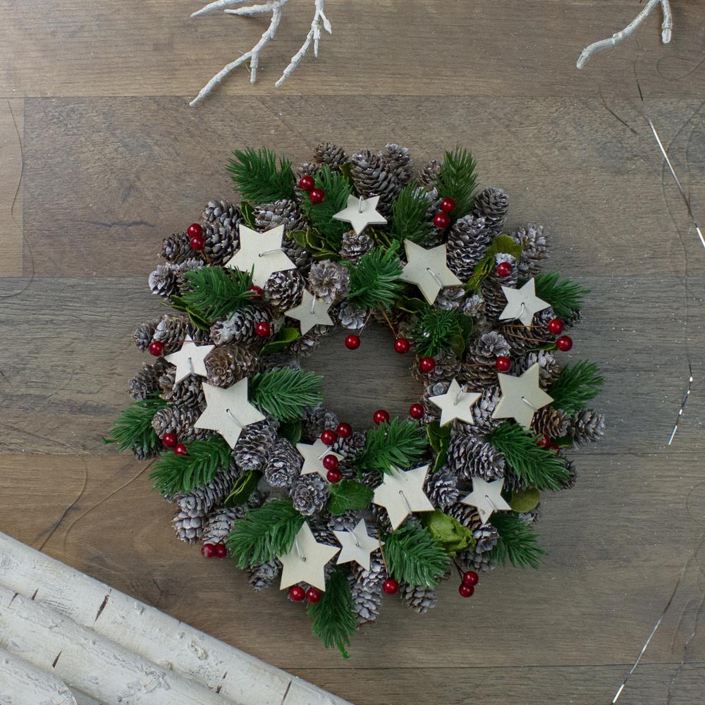 Pine Cone and Berries with Stars Artificial Christmas Wreath  10-Inch  Unlit. Picture 2
