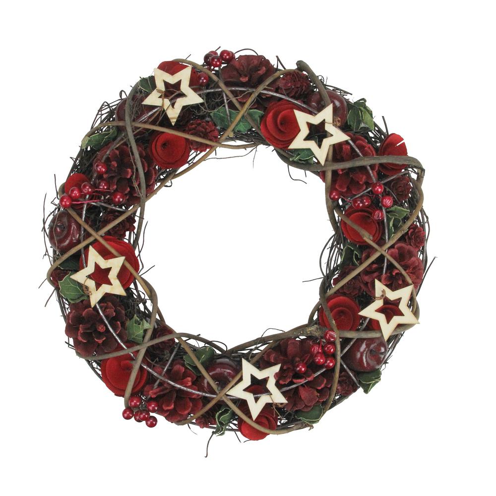 Apples and Berries with Stars Artificial Christmas Wreath 13-Inch  Unlit. Picture 3