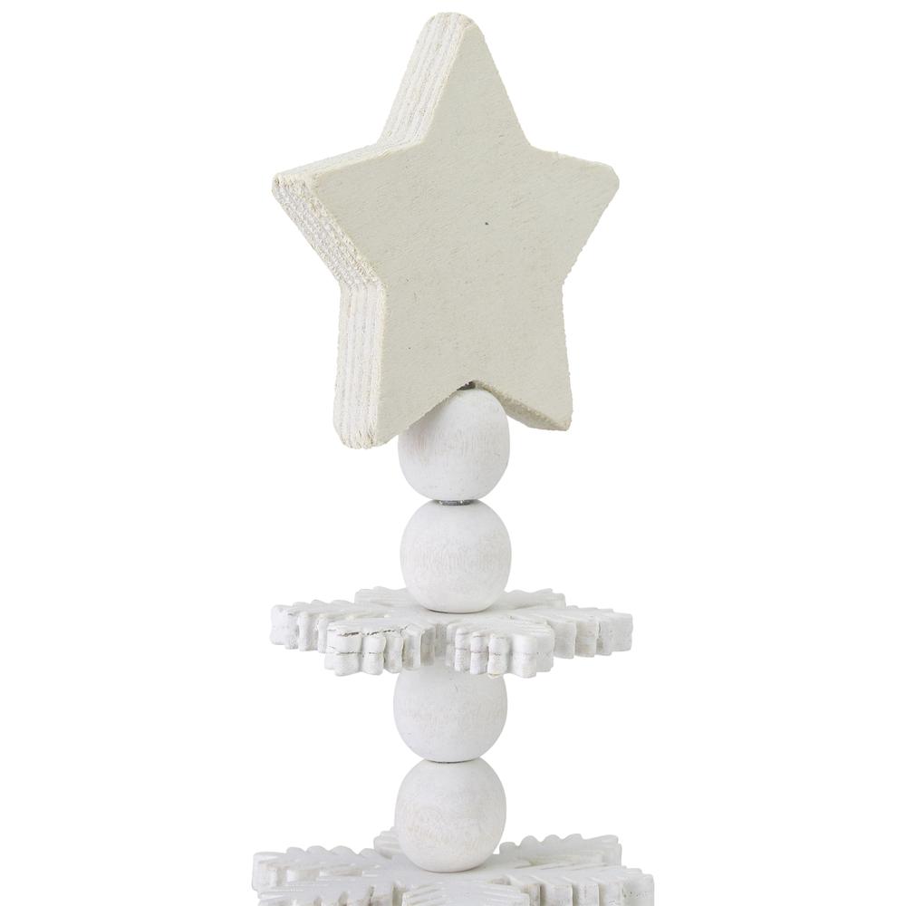 16" White Wooden Snowflake Cutout Christmas Tree With a Star. Picture 3