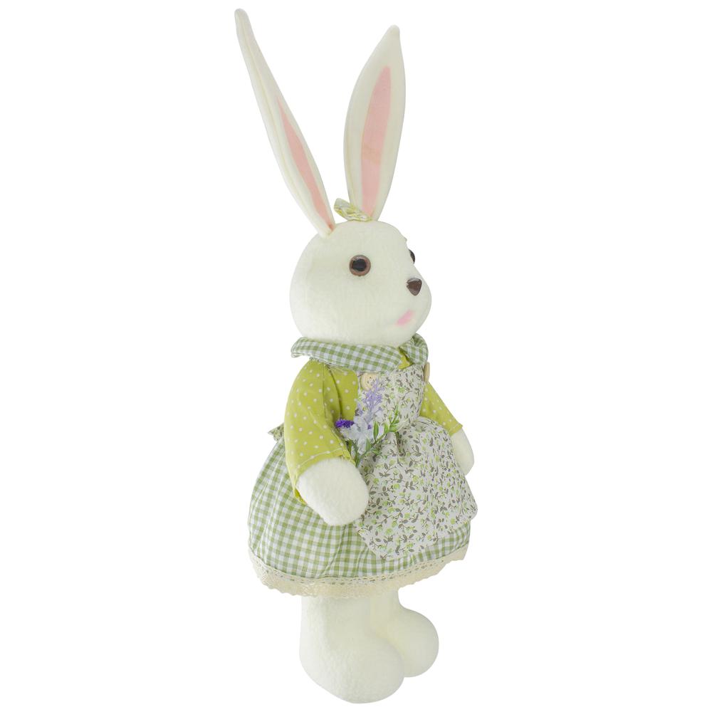 20" White and Green Standing Girl Rabbit Easter Figure. Picture 3