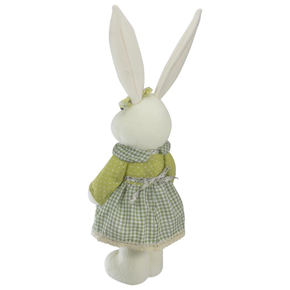20" White and Green Standing Girl Rabbit Easter Figure. Picture 4