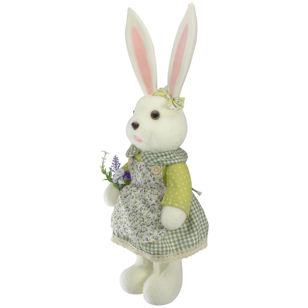 20" White and Green Standing Girl Rabbit Easter Figure. Picture 2