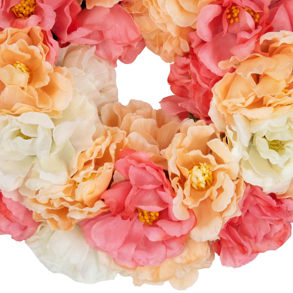 Artificial Peony Spring Floral Wreath - 8" - Pink and White. Picture 3