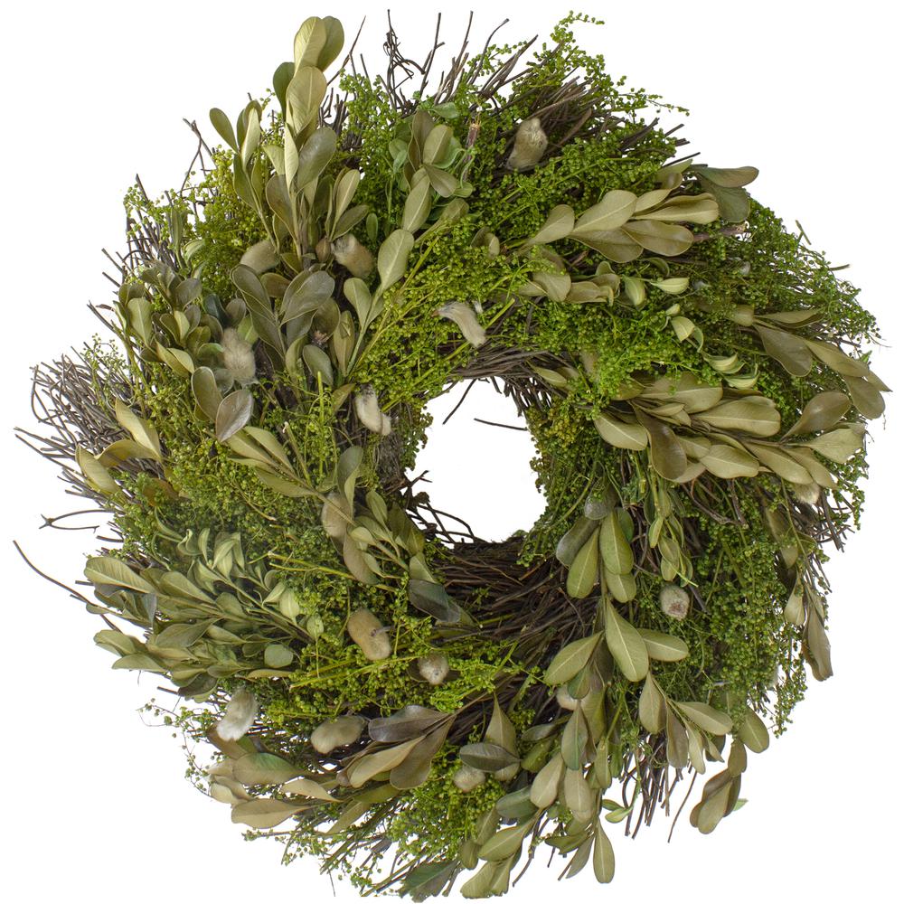 Mixed Foliage and Willow Bud Artificial Spring Wreath  10-Inch. Picture 1
