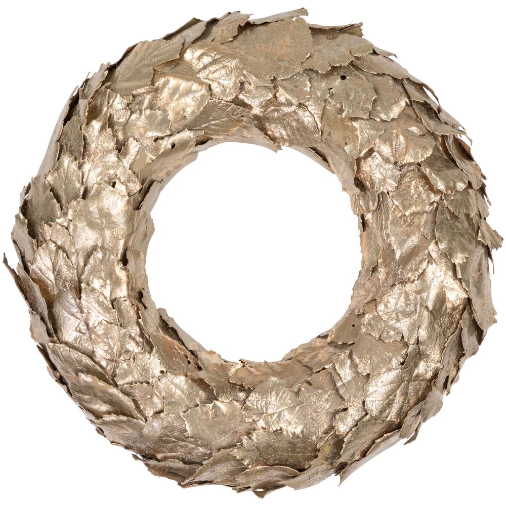Gold Layered Leaves Christmas Wreath  15.5-Inch  Unlit. Picture 1