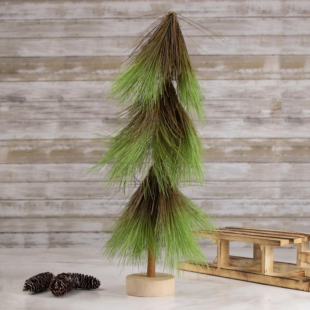 20.5" Green and Brown Pine Needle Tree Christmas Decoration. Picture 2