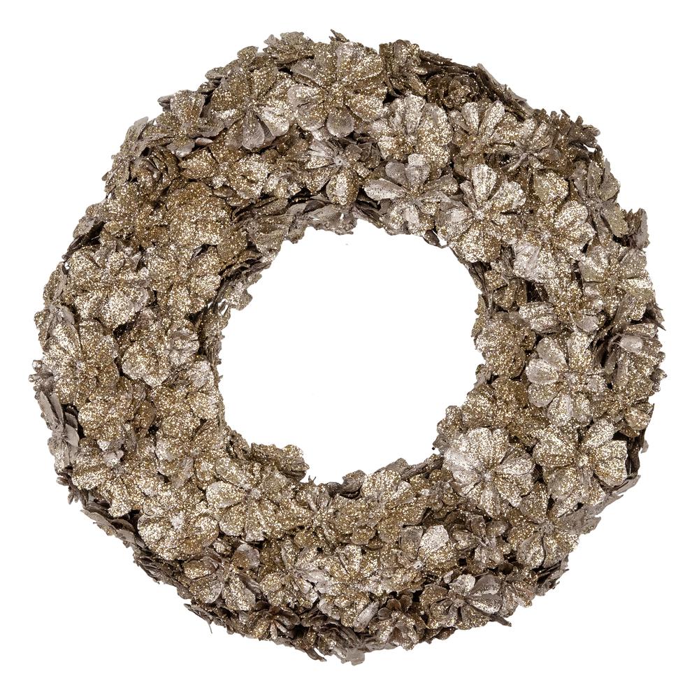 Gold Glitter Pine Cone Artificial Christmas Wreath  12-Inch. Picture 1