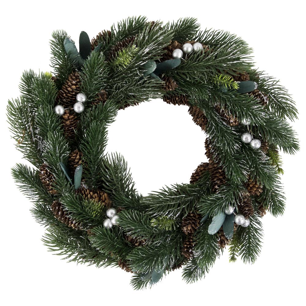 Green Pine  Pinecone with Berries Artificial Christmas Wreath  14"  Unlit. Picture 1