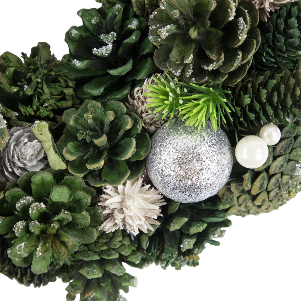 Green Pinecone and Foliage Artificial Christmas Wreath  14-Inch  Unlit. Picture 3