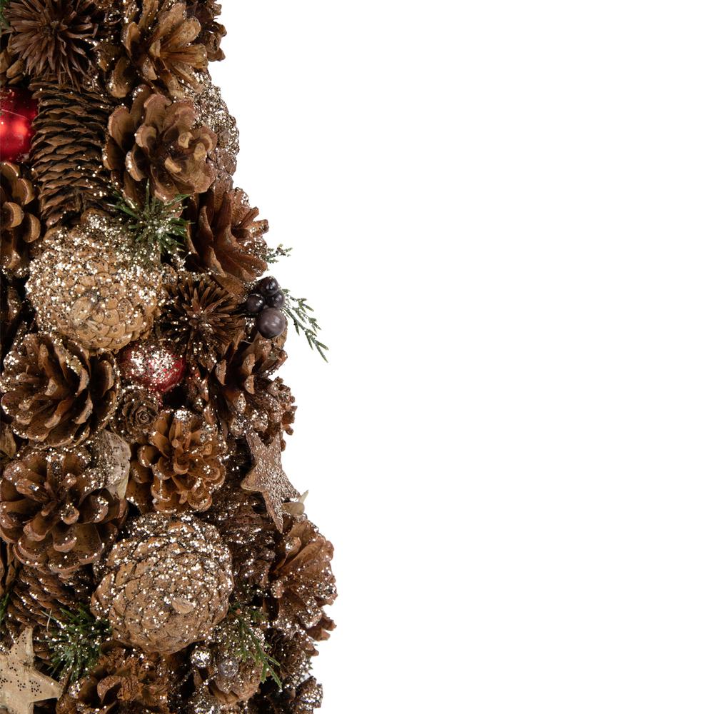 17" Pinecone and Berry Christmas Cone Tree Tabletop Decoration. Picture 3