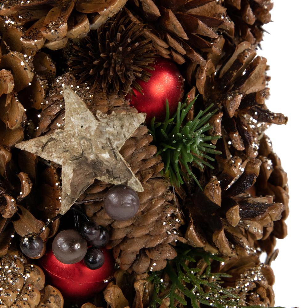 17" Pinecone and Berry Christmas Cone Tree Tabletop Decoration. Picture 2