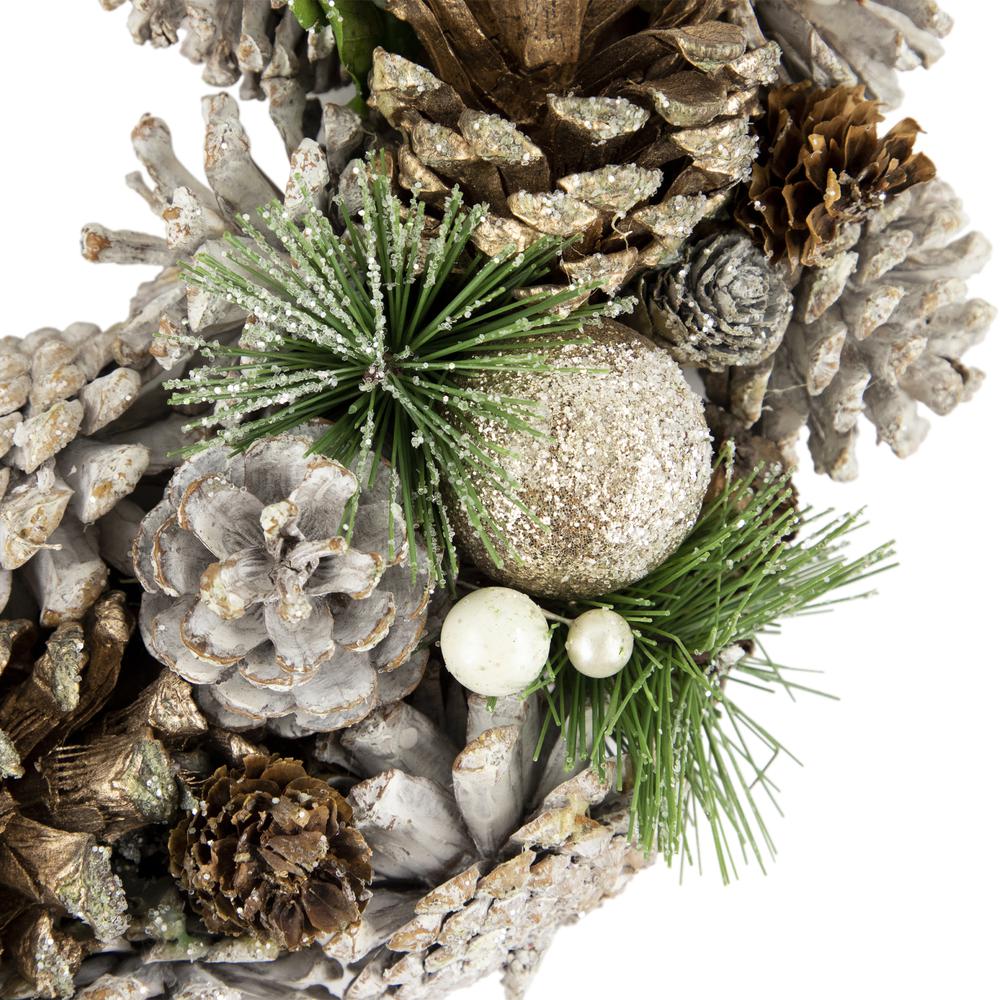 Green Pine Needle and Pinecone Artificial Christmas Wreath  13.5-Inch  Unlit. Picture 3