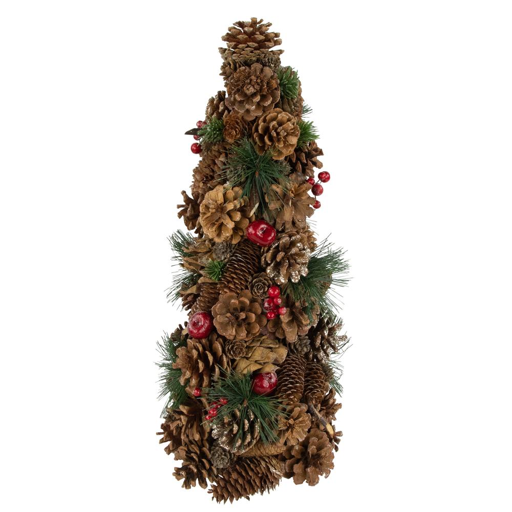 19" Pine Cone and Berries Christmas Tree Tabletop Decoration. Picture 1