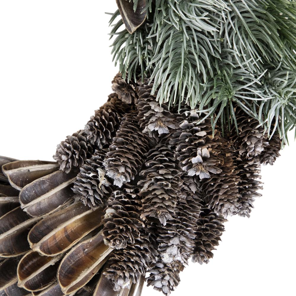 Brown and Green Pine Needle and Pine Cone Christmas Wreath 13.5-Inch Unlit. Picture 2