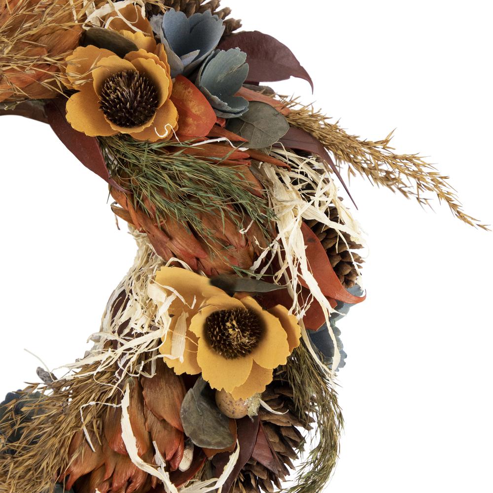 Sunflower and Straw Artificial Fall Harvest Wreath  12-Inch  Unlit. Picture 3