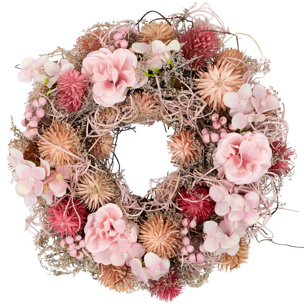 Mixed Floral Artificial Spring Wreath - 9.75" - Pink. Picture 1