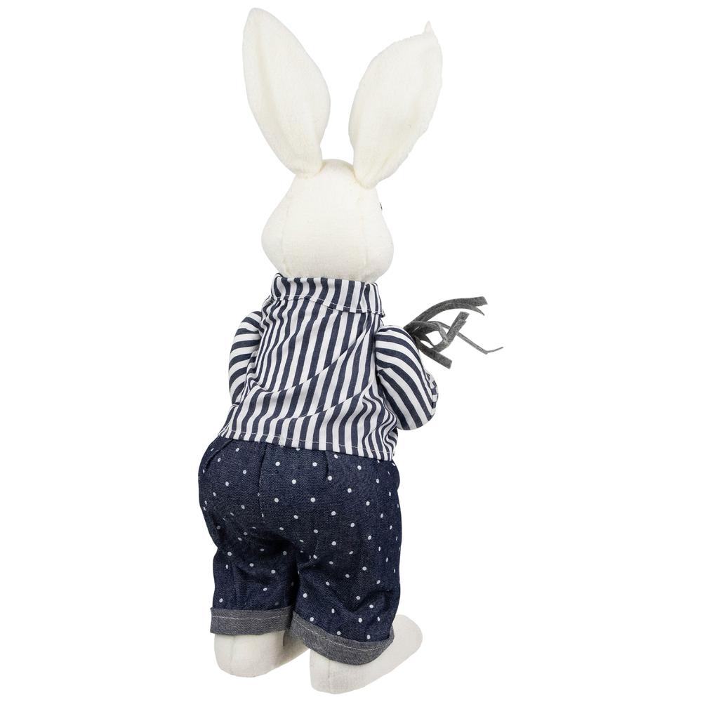 Standing Boy Bunny with Carrot Easter Figure - 19" - Navy Blue. Picture 4