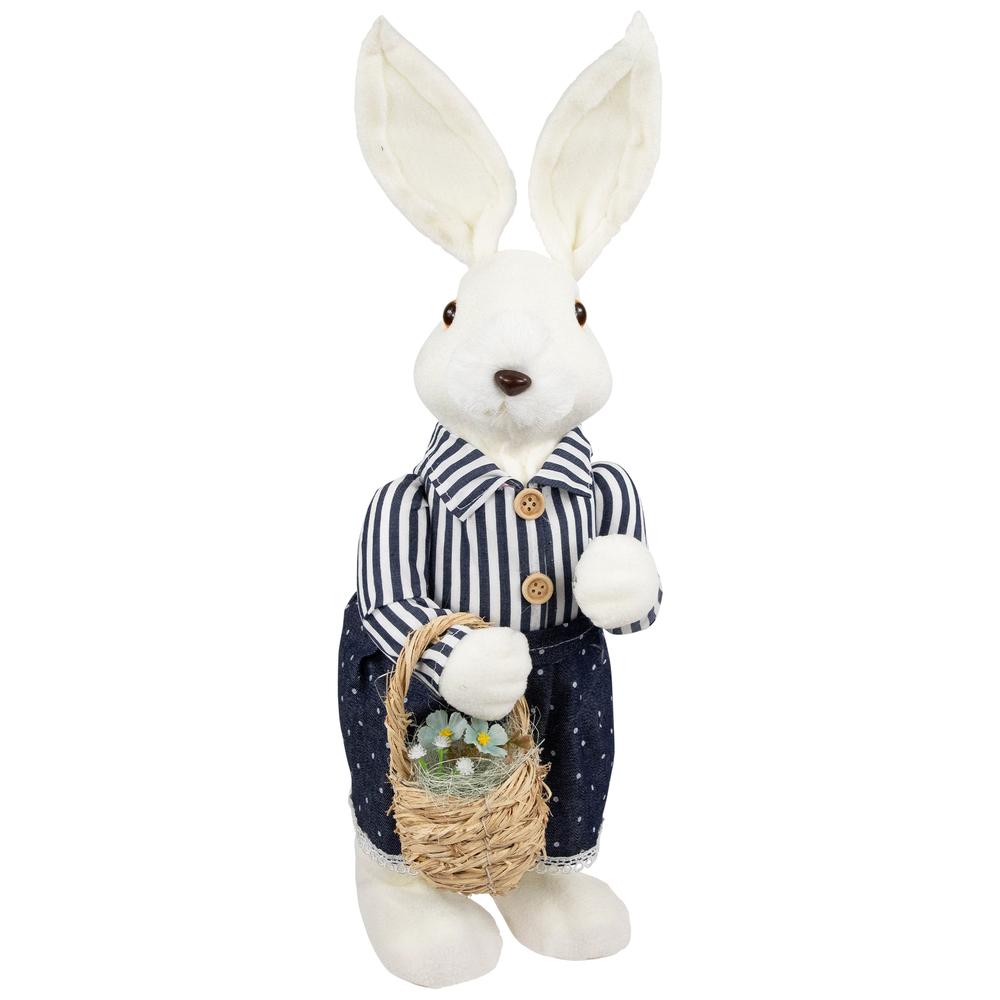 Standing Girl Bunny with Basket Easter Figure - 19" - Navy Blue. Picture 1