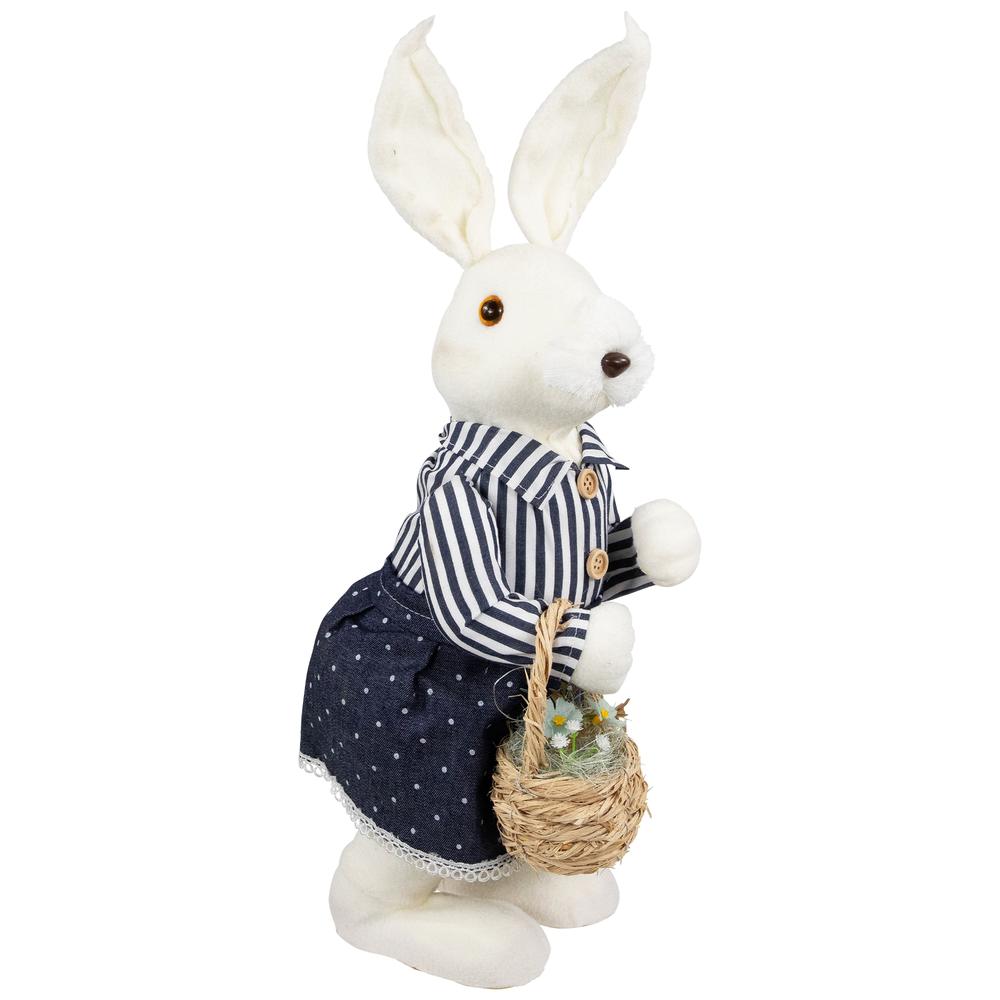 Standing Girl Bunny with Basket Easter Figure - 19" - Navy Blue. Picture 3