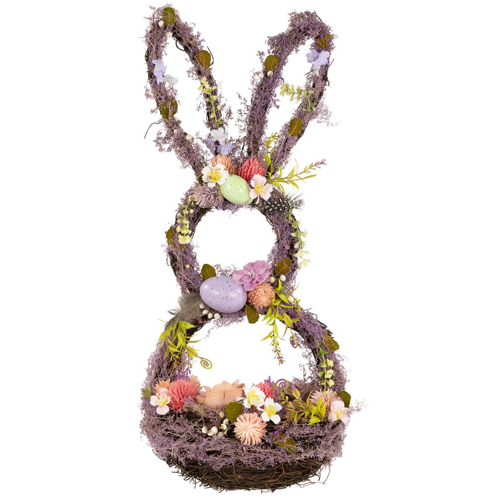 Floral Grapevine Bunny Shaped Easter Basket Decoration - 21". Picture 1