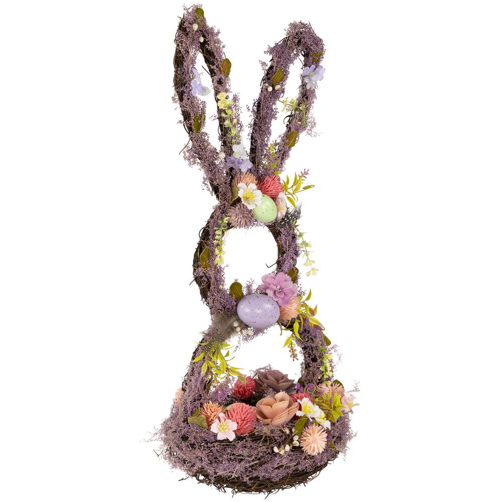 Floral Grapevine Bunny Shaped Easter Basket Decoration - 21". Picture 3