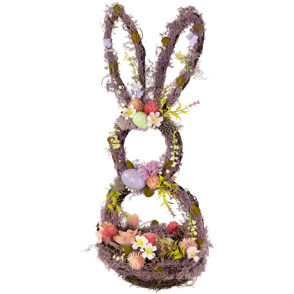 Floral Grapevine Bunny Shaped Easter Basket Decoration - 21". Picture 4
