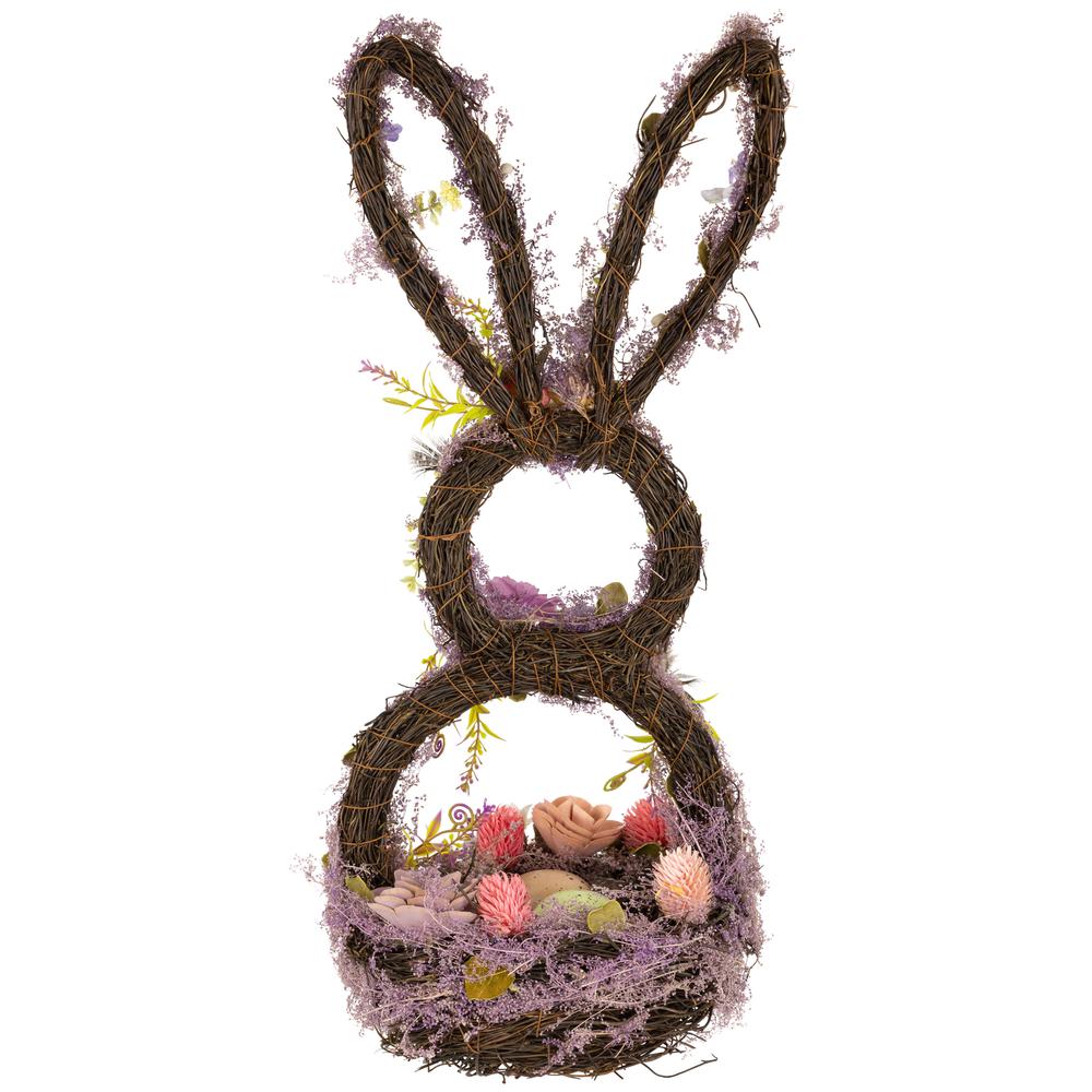Floral Grapevine Bunny Shaped Easter Basket Decoration - 21". Picture 5