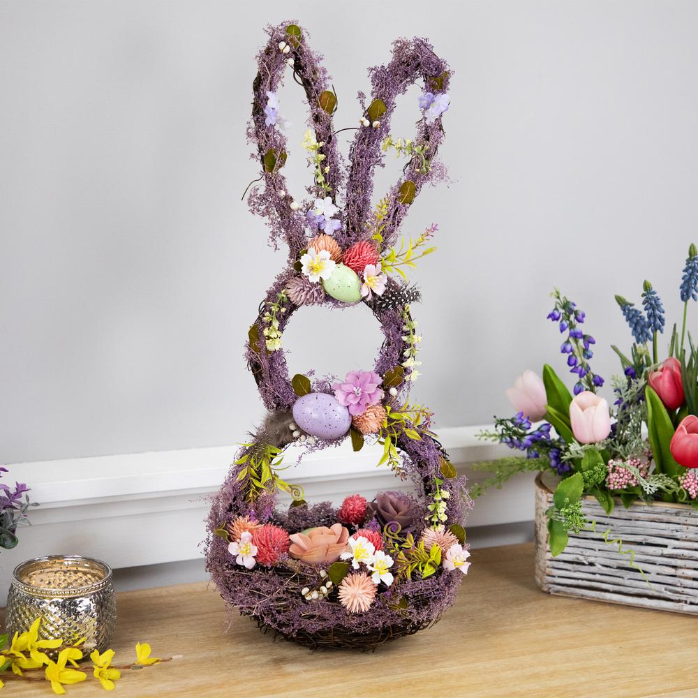 Floral Grapevine Bunny Shaped Easter Basket Decoration - 21". Picture 6
